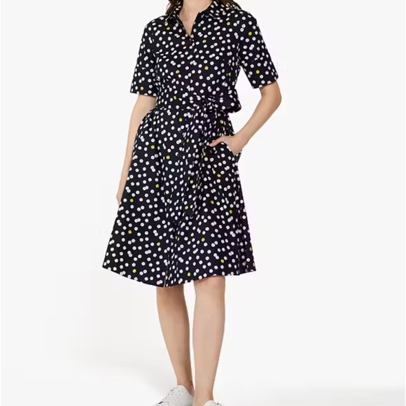 kate spade Dresses & Skirts - Kate Spade Tennis Toss Tennis Ball Polka Dot Midi Shirt Dress NWT L